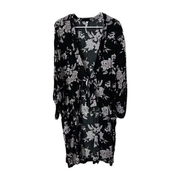 Spiritual Gangster Maya Kimono Top Shirt Black Floral One Size - Picture 1 of 4